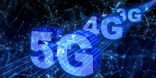Futuristic computer generated text saying 5g, 4g, 3g